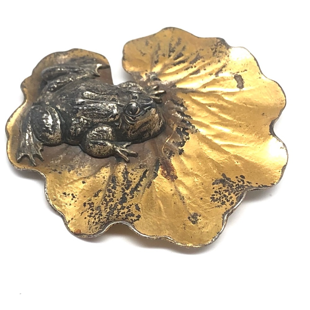40s Frog on a Lily Pad Brooch Joseff of Hollywood